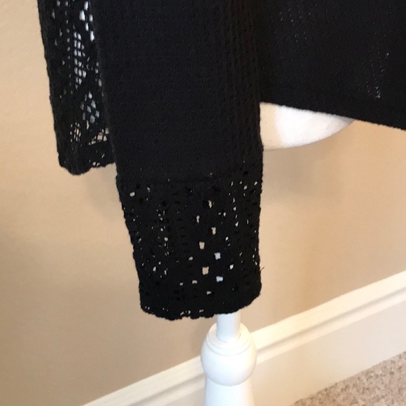 LUCKY BRAND Black Waffle Long Sleeve Top with Lace Size XS - Picture 4 of 16